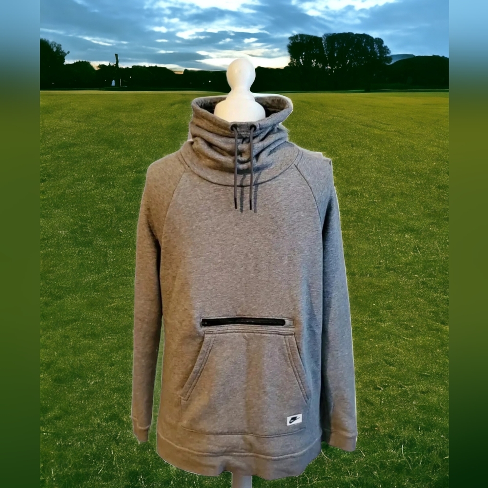 Nike Y2K High Neck Grey Jersey sweater sweatshirt Jumper zip pocket S male 36/38 - Picture 1 of 7